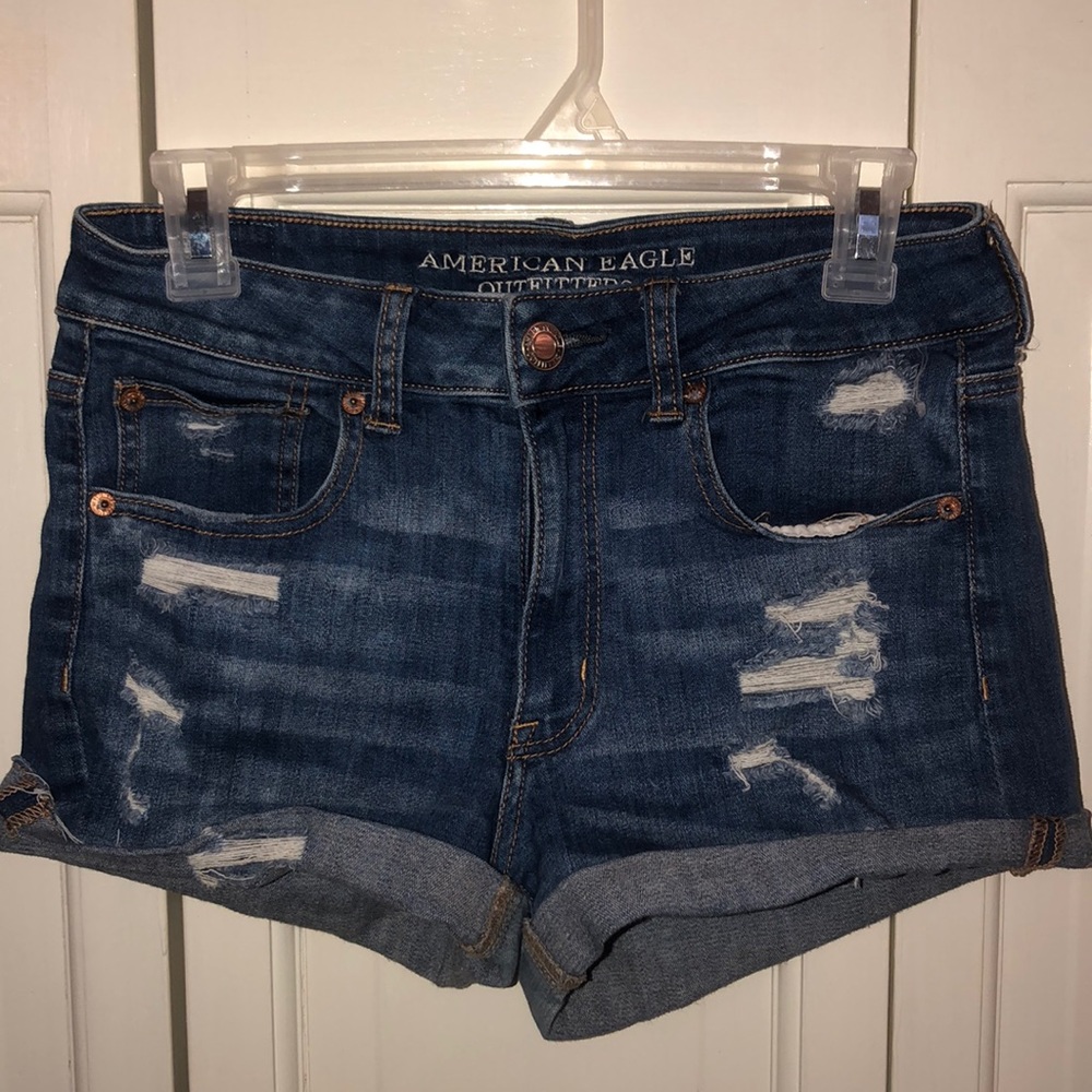 Medium wash jean shorts